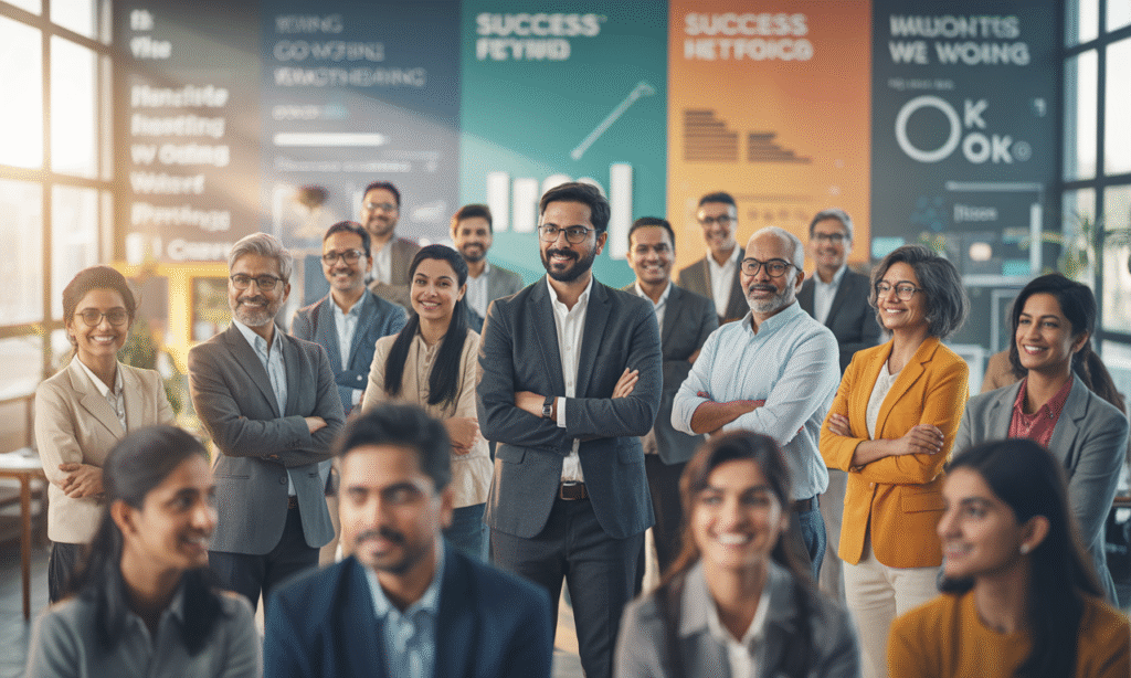 Global Career Labs Mentors – India’s Mid-Career Professionals Guiding the Next Generation Group of confident mid-career professionals and mentors standing together, representing India’s future-ready leadership community and the spirit of collaborative mentoring at Global Career Labs.