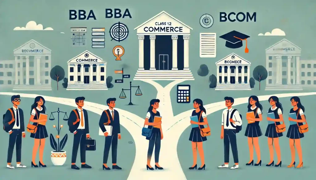 Indian commerce students comparing BBA vs BCom after 12th for career selection