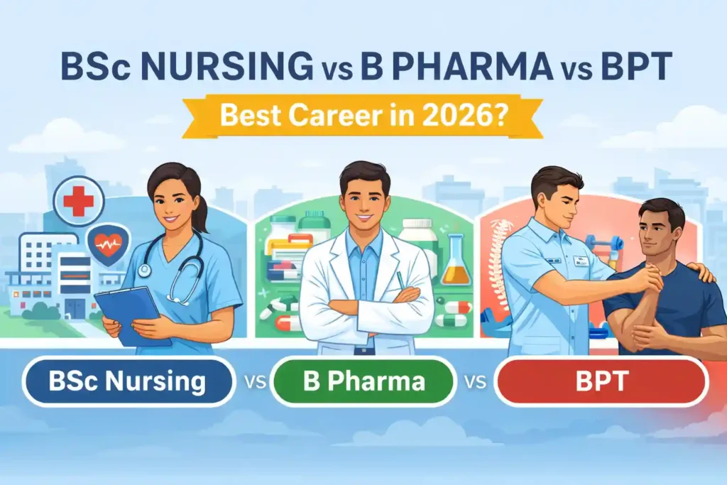 Students chosen teh best fit career - BSc Nursing, B Pharma, and BPT career options after 12th PCB in 2026