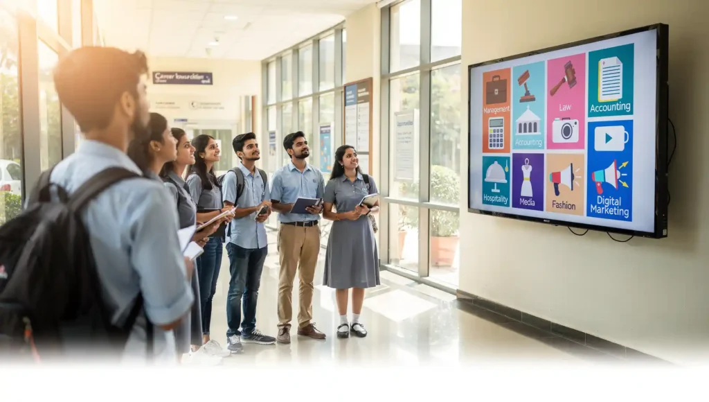 Commerce students exploring multiple career paths after 12th without maths.