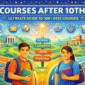 Illustration showing students choosing different courses after 10th