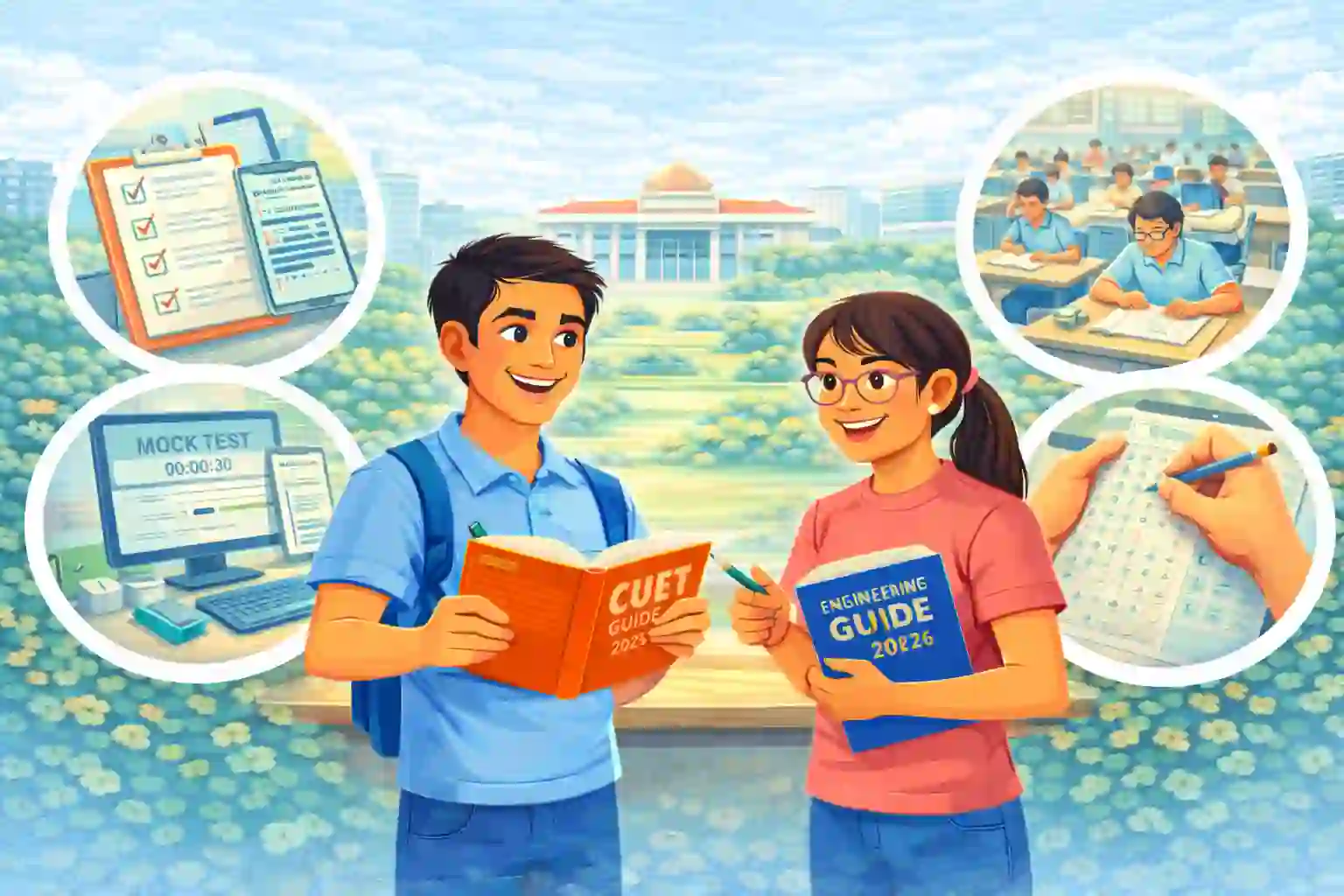 CUET Preparation 2026 – Complete Guide to Crack the Exam - Students preparing for CUET 2026 with study material and mock tests