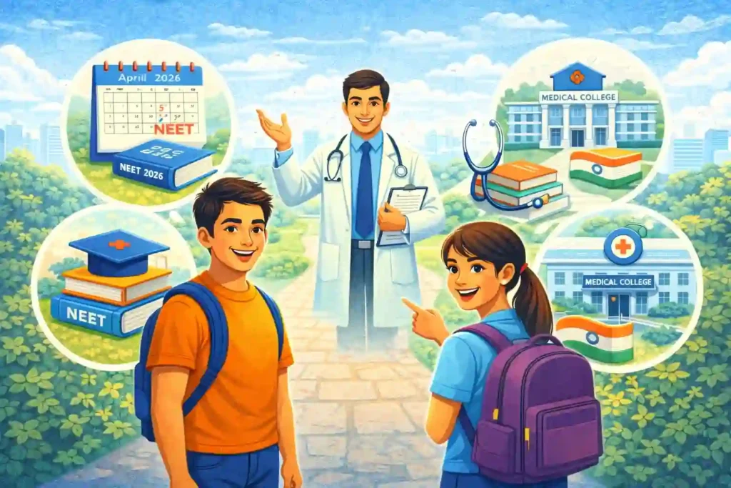 Indian students learning how to become a doctor in India through NEET and medical college pathway