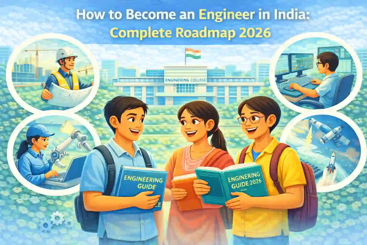 Students learning the roadmap to become an engineer in India in 2026