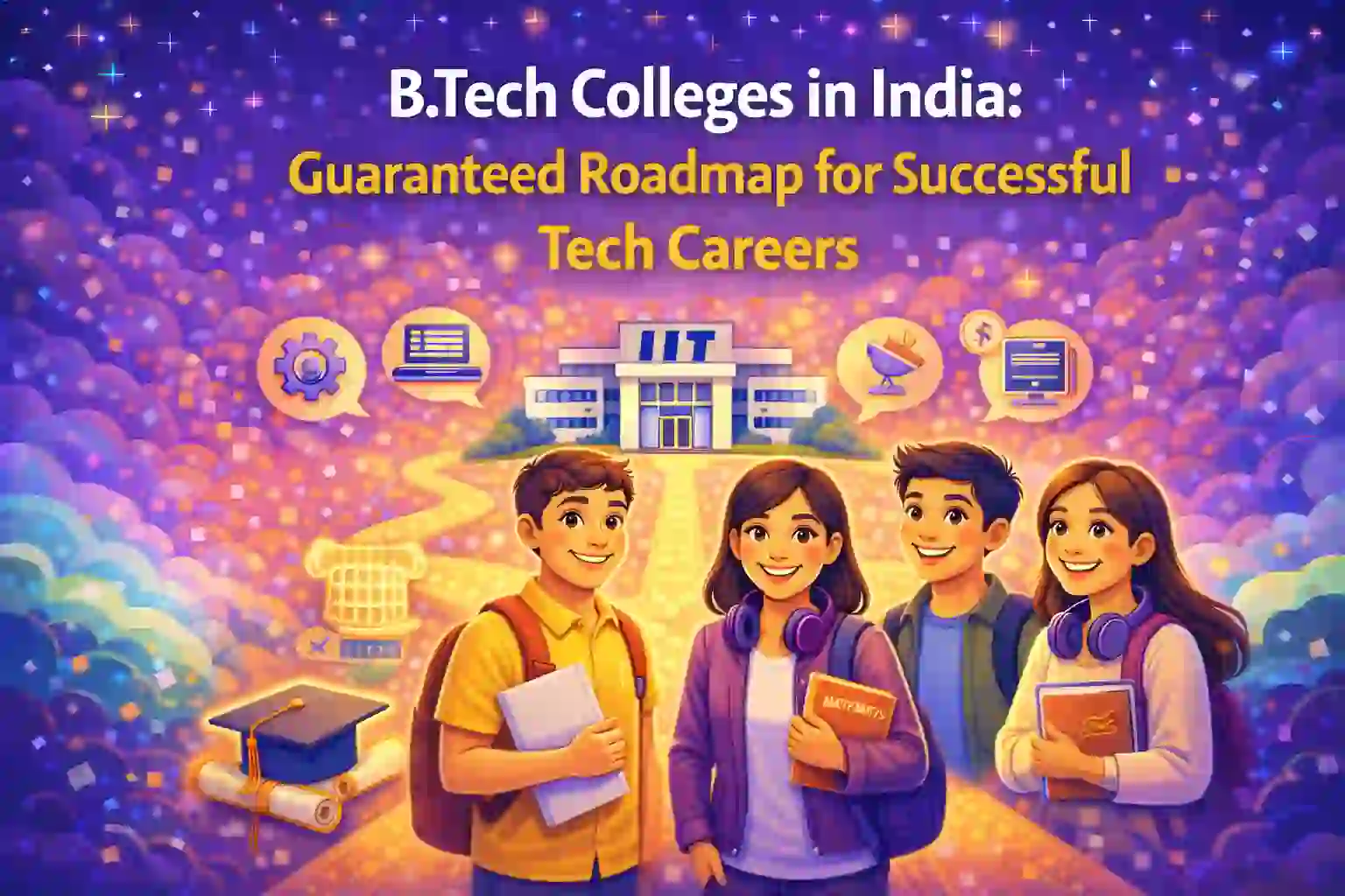Students exploring B.Tech colleges and tech career paths in India