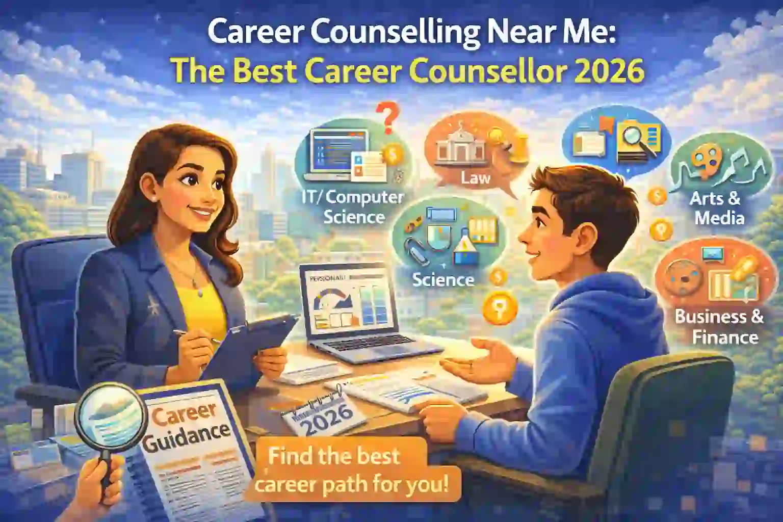 Student receiving career counselling from a professional counsellor