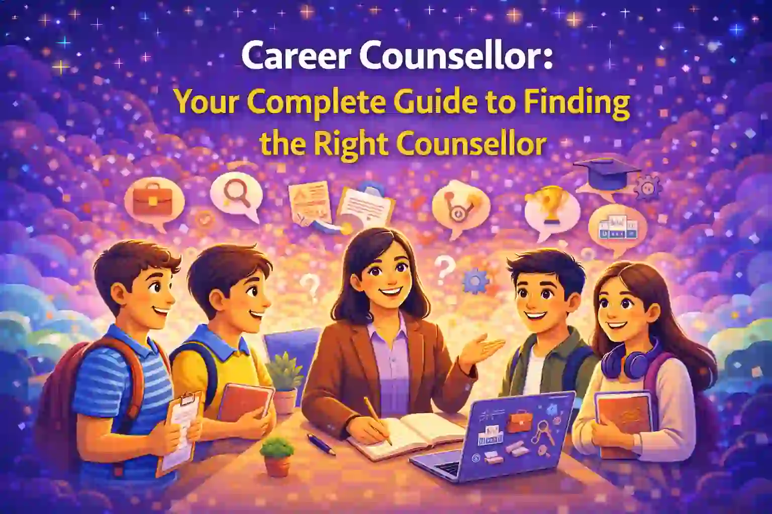 Career counsellor guiding students to choose the right career
