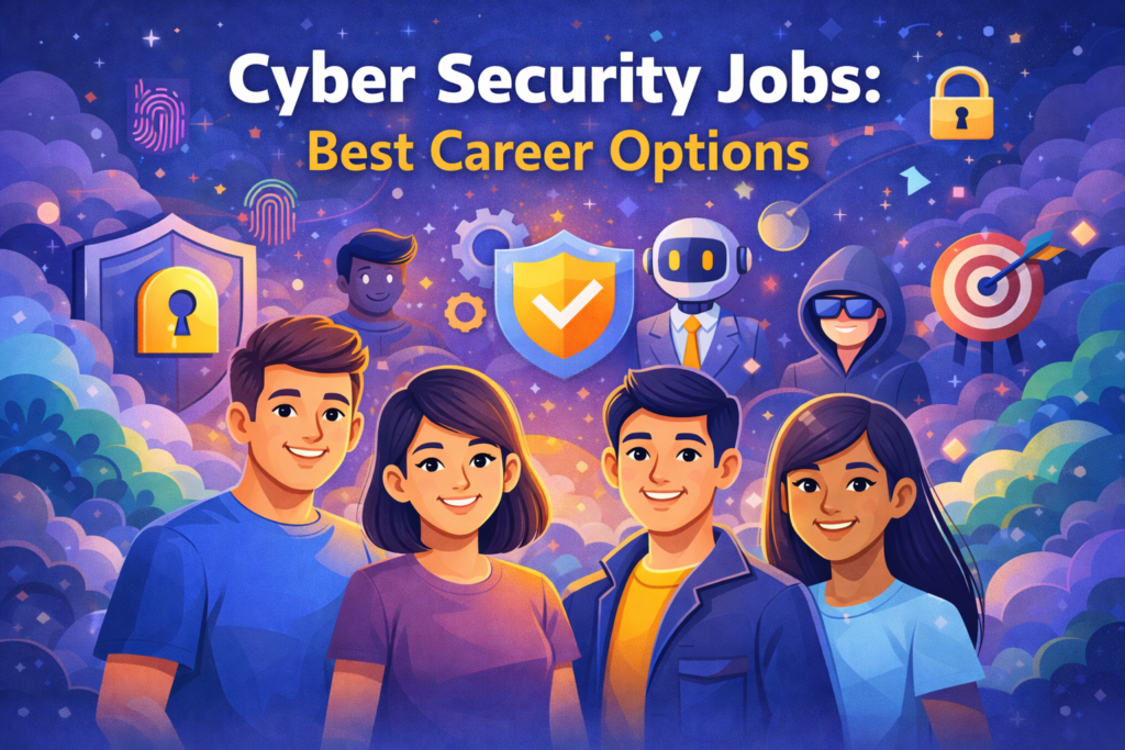 Cyber Security Jobs: Group of boys and girls exploring cyber security career options