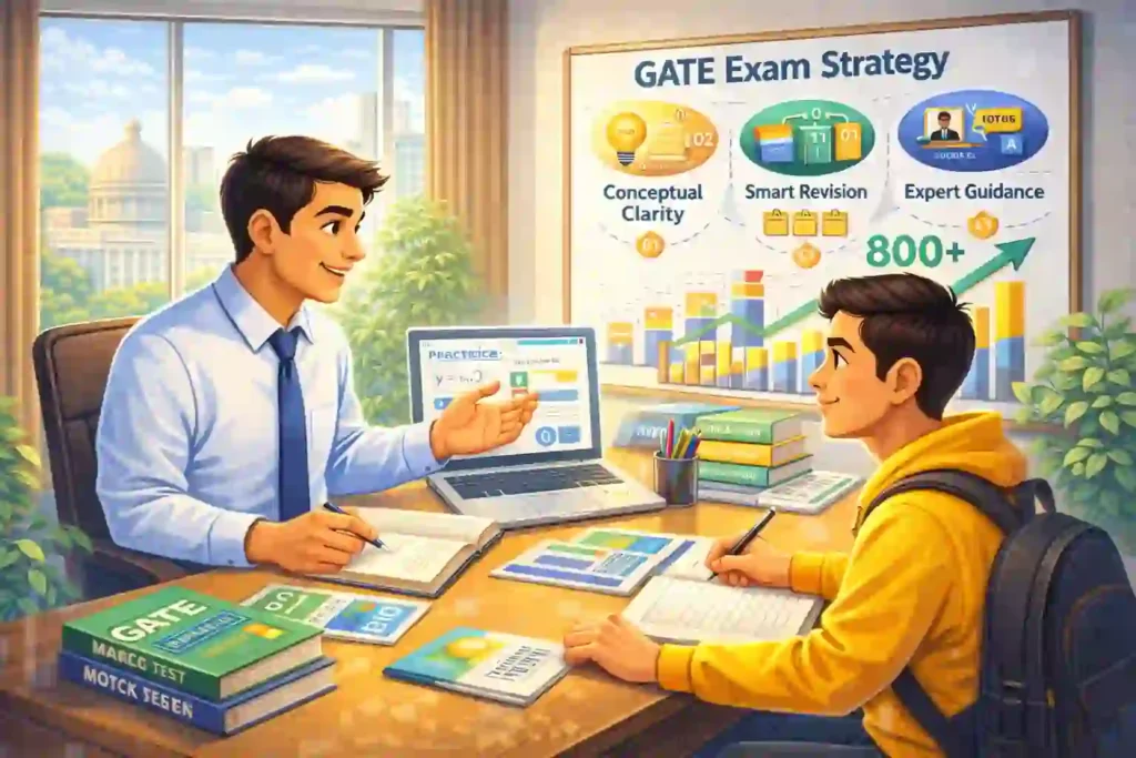 Student receiving expert guidance for GATE preparation with 800+ score for getting entry in Top IITs, NITs and PSUs