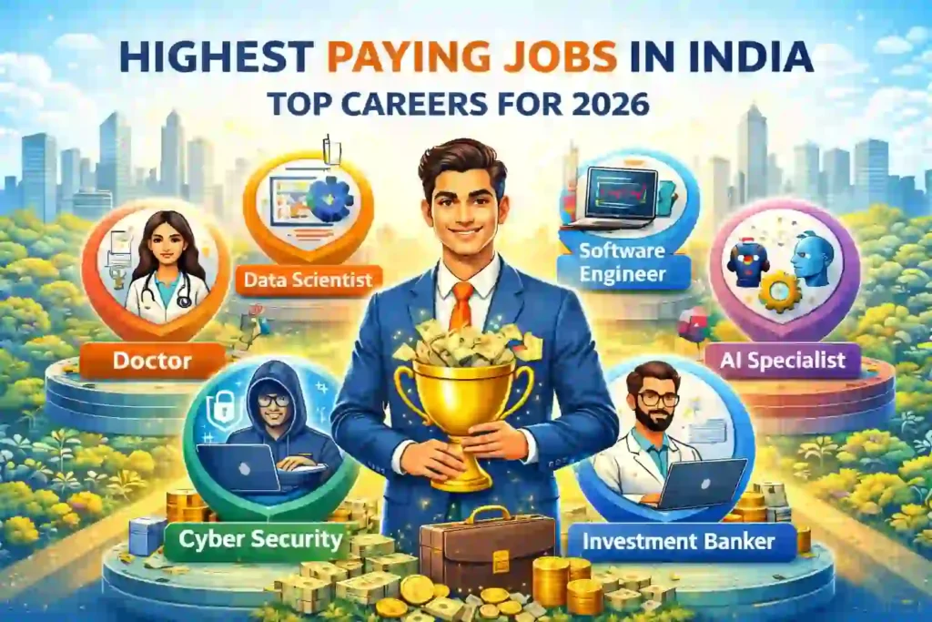 Illustration showing cyber security and other highest paying careers in India