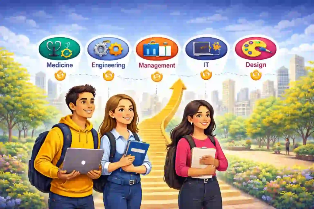 Students exploring professional courses after 12th for high salary careers