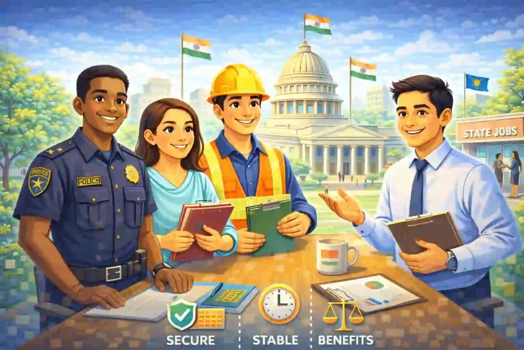 Indian professionals representing stable state government jobs